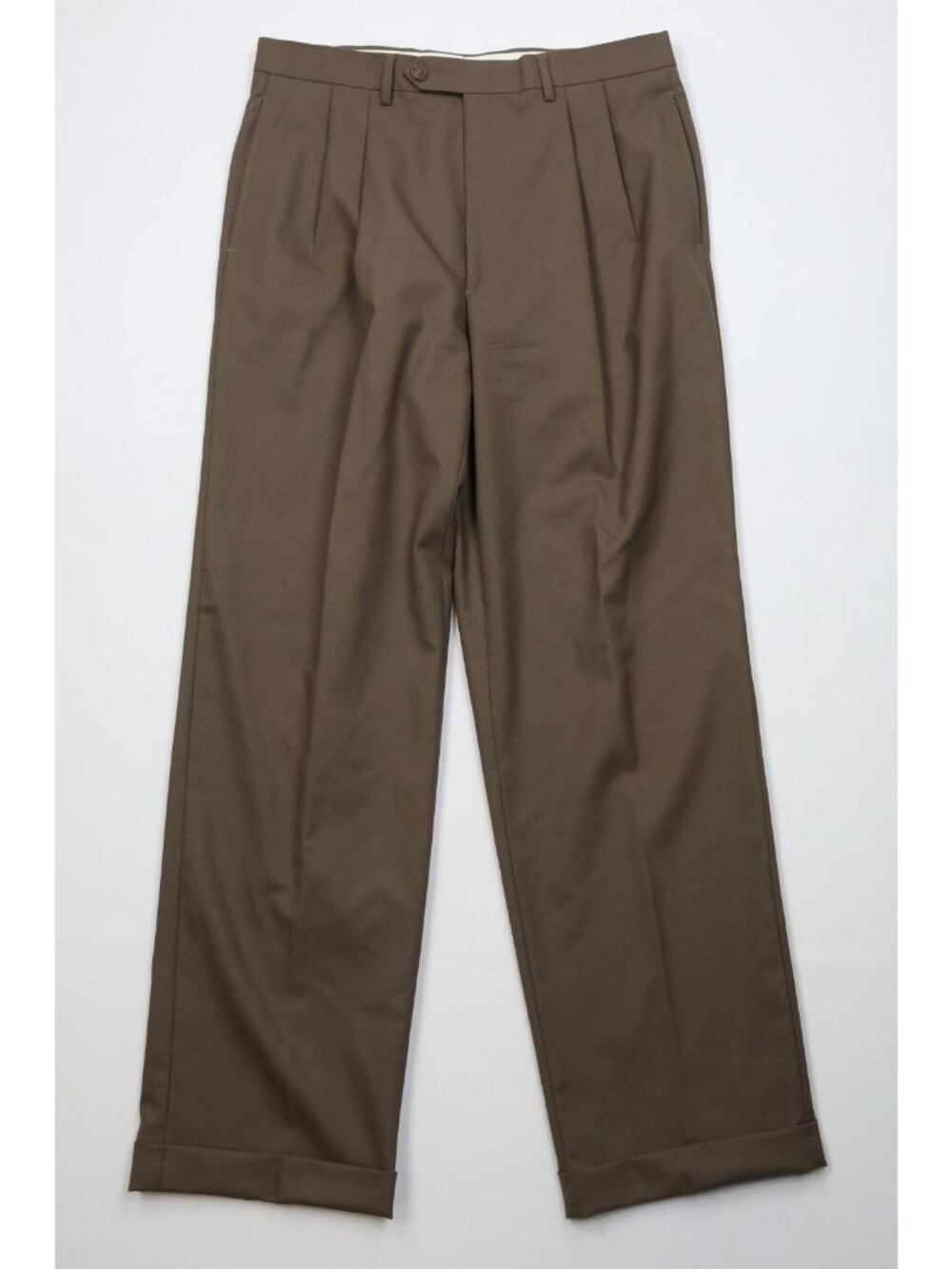 Vtg Ralph Lauren Mens 32x32 Pleated Cuffed Wool Knit Wide Leg Chino Pants Brown